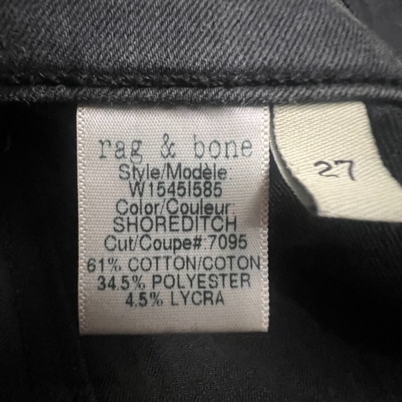 RAG & BONE WOMEN’S STRAIGHT LEG SKINNY JEAN, SIZE US 27, MATTE BLACK/GRAY - Picture 13 of 14